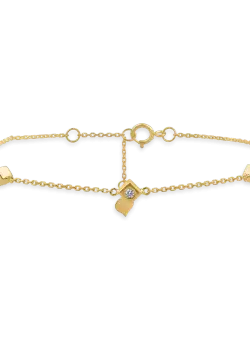 Bratara cu detalii geometrice din aur galben cu diamante de 0.09ct