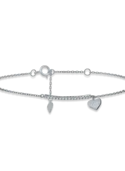 Bratara cu pandantiv inima din aur alb cu diamante de 0.07ct