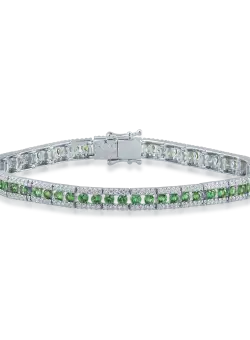 Bratara din aur alb cu granate verzi de 2.7ct si diamante de 1.35ct