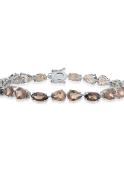 Bratara tennis din aur alb de 14K cu quartz fumuriu de 13.68ct