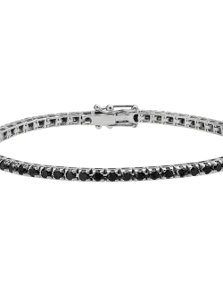 Bratara tennis din aur alb de 18K cu diamante negre de 8.5ct