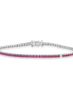 Bratara tennis din aur alb de 18K cu rubine de 1.8ct si diamante de 0.1ct