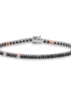 Bratara tennis din aur roz-negru cu diamante de 8.2ct pentru barbati