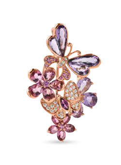 Brosa din aur roz cu pietre pretioase si semipretioase de 7.4ct