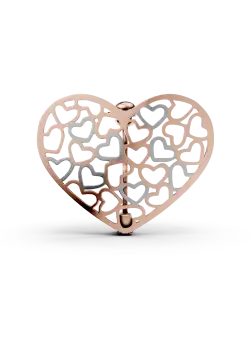 Brosa inima din aur alb-roz