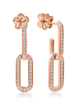 Cercei cu zale din aur roz cu diamante de 0.6ct