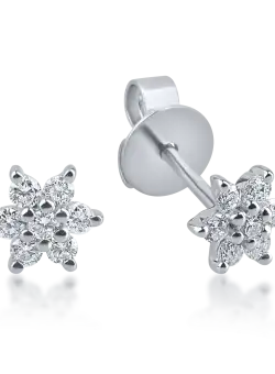 Cercei din aur alb cu diamante de 0.114ct