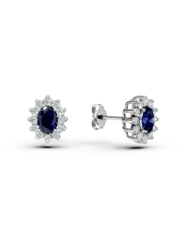 Cercei din aur alb cu safire de 1.16ct si diamante de 0.44ct