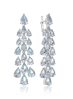 Cercei din aur alb de 14K cu acvamarine de 22.32ct