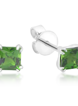 Cercei din aur alb de 18K cu cromdiopsid de 0.78ct