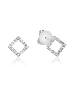 Cercei din aur alb de 18K cu diamante de 0.09ct