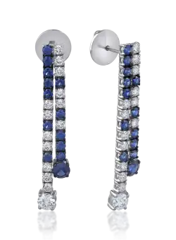 Cercei din aur alb de 18K cu safire de 1.84ct si diamante de 1.4ct
