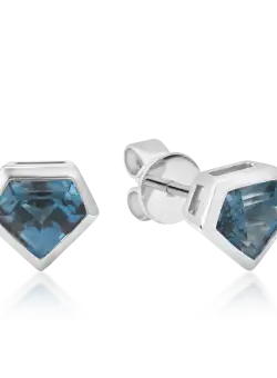 Cercei din aur alb de 18K cu topaze london blue de 1.426ct