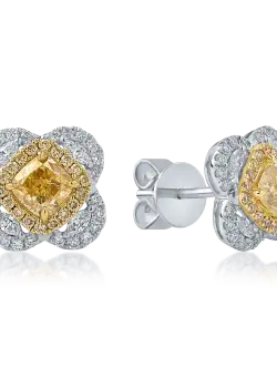 Cercei din aur alb-galben cu diamante de 1.9ct