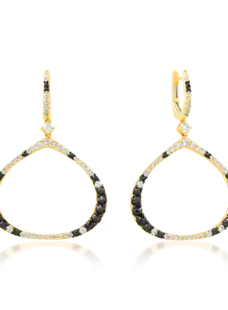 Cercei din aur galben de 18K cu diamante maro de 1.13ct si diamante transparente de 1.42ct