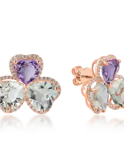 Cercei din aur roz cu ametiste de 8.5ct si diamante de 0.3ct