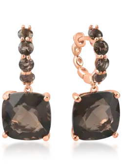Cercei din aur roz cu cuart fumuriu de 8.75ct