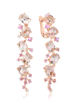 Cercei din aur roz cu pietre pretioase si semipretioase de 7.4ct
