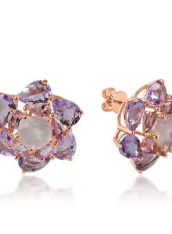 Cercei din aur roz cu pietre semipretioase de 11.5ct
