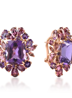 Cercei din aur roz cu pietre semipretioase de 19ct