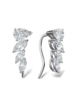 Cercei Fancy din aur alb cu diamante de 1ct create in laborator