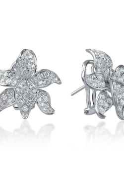 Cercei floare din aur alb cu diamante de 1.7ct