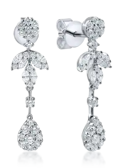 Cercei geometrici din aur alb cu diamante de 1.7ct