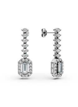 Cercei geometrici din aur alb cu zirconii