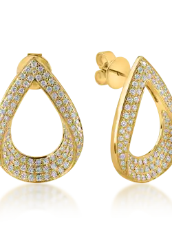 Cercei geometrici din aur galben cu diamante de 1.2ct