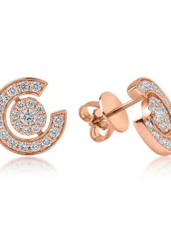 Cercei geometrici din aur roz cu diamante de 0.9ct