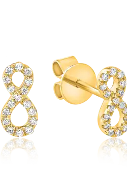 Cercei infinit din aur galben de 14K cu diamante de 0.126ct