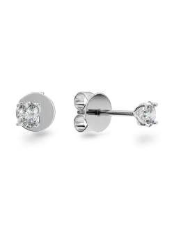 Cercei Lotus din aur alb cu diamante solitaire de 0.4ct create in laborator