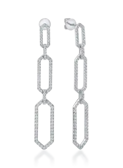 Cercei lungi din aur alb cu diamante de 1.1ct