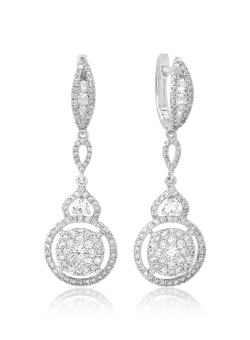 Cercei lungi din aur alb cu diamante de 1.5ct