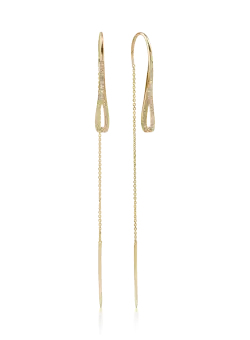Cercei lungi din aur galben cu diamante de 0.2ct