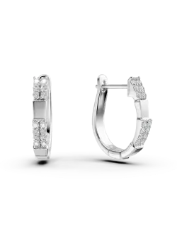 Cercei on-ear din aur alb cu diamante de 0.17ct