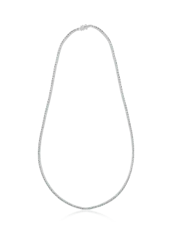 Colier tennis din aur alb de 18K cu diamante albastre de 2ct