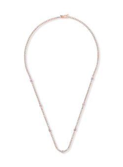Colier tennis din aur roz cu safire roz si diamante de 4.3ct