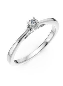 Inel de logodna din aur alb cu diamant de 0.07ct si diamante de 0.1ct