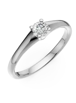 Inel de logodna din aur alb cu diamant solitaire de 0.1ct