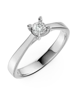 Inel de logodna din aur alb de 14K cu un diamant solitaire de 0.1ct