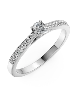 Inel de logodna din aur alb de 18K cu diamant de 0.14ct si diamant de 0.16ct
