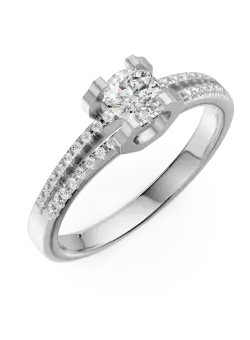 Inel de logodna din aur alb de 18K cu diamant de 0.19ct si diamante de 0.15ct