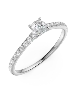 Inel de logodna din aur alb de 18K cu diamant de 0.25ct si diamante de 0.18ct