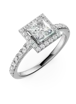 Inel de logodna din aur alb de 18K cu diamant de 0.8ct si diamante de 0.38ct