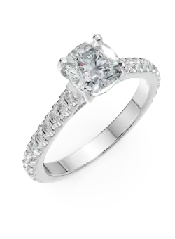 Inel de logodna din aur alb de 18K cu diamant de 1.2ct si diamante de 0.375ct