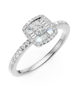 Inel de logodna din aur alb de 18K cu diamante de 0.37ct