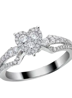 Inel de logodna din aur alb de 18K cu diamante de 0.51ct