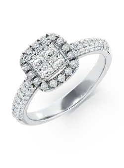 Inel de logodna din aur alb de 18K cu diamante de 0.56ct
