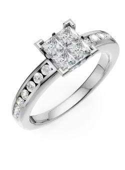 Inel de logodna din aur alb de 18K cu diamante de 0.74ct